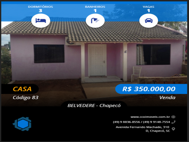 #83 - Casa para Venda em Chapecó - SC - 1